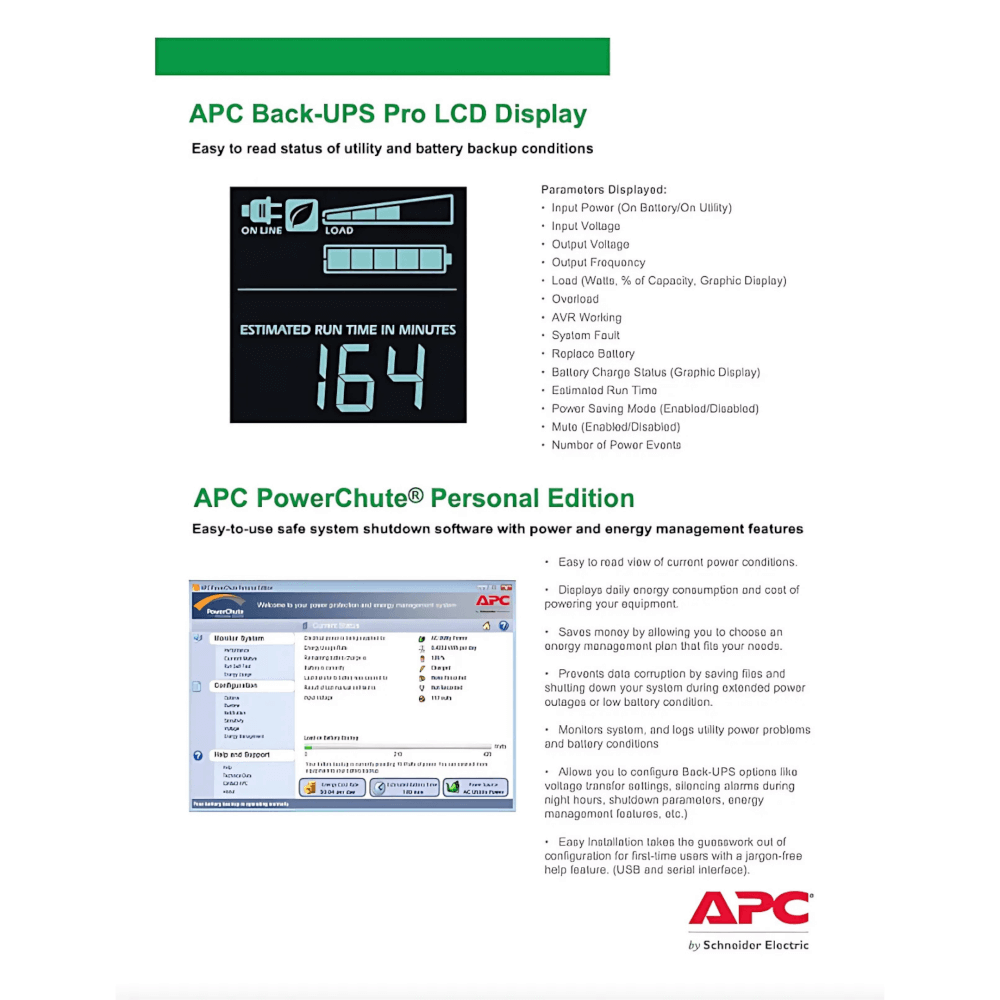 เครื่องสำรองไฟฟ้า APC 1500VA 865 วัตต์ รุ่น BR1500GI-3Y EASY UPS 3 ช่อง ป้องกัน ไฟตก ไฟเกิน
